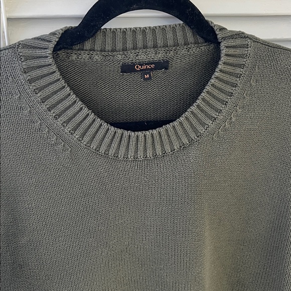Quince Organic Cotton Boyfriend Crew Sweater in Agave Olive Green Sz M - Picture 4 of 11